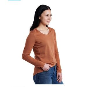 KUHL - Arabella Scoop Long Sleeve Top T-shirt Size Small Copper Brown